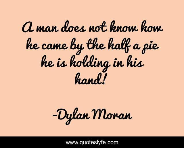 A man does not know how he came by the half a pie he is holding in his hand!