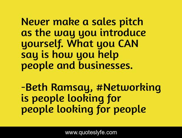 Never make a sales pitch as the way you introduce yourself. What you CAN say is how you help people and businesses.