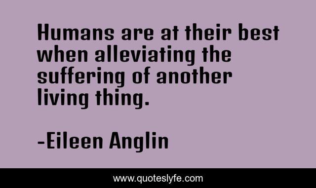Humans are at their best when alleviating the suffering of another living thing.
