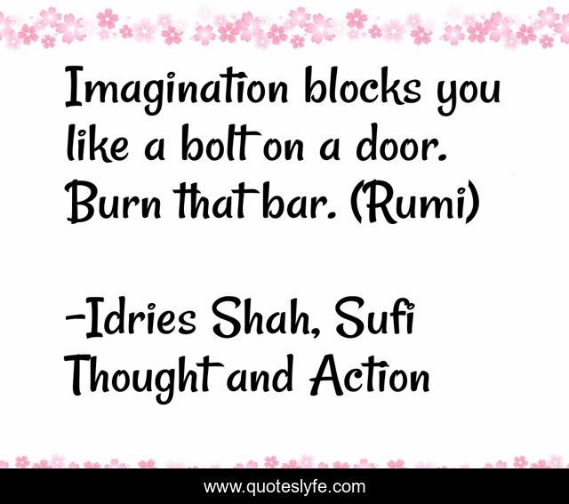 Imagination blocks you like a bolt on a door. Burn that bar. (Rumi)