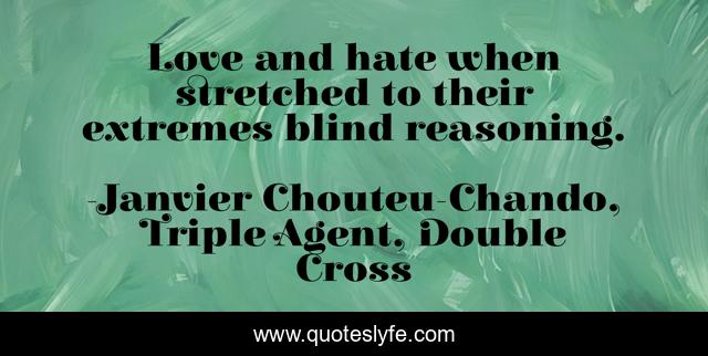 Love and hate when stretched to their extremes blind reasoning.