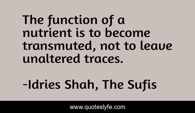 The function of a nutrient is to become transmuted, not to leave unaltered traces.