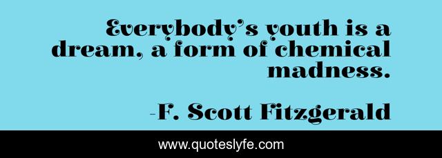 Everybody’s youth is a dream, a form of chemical madness.