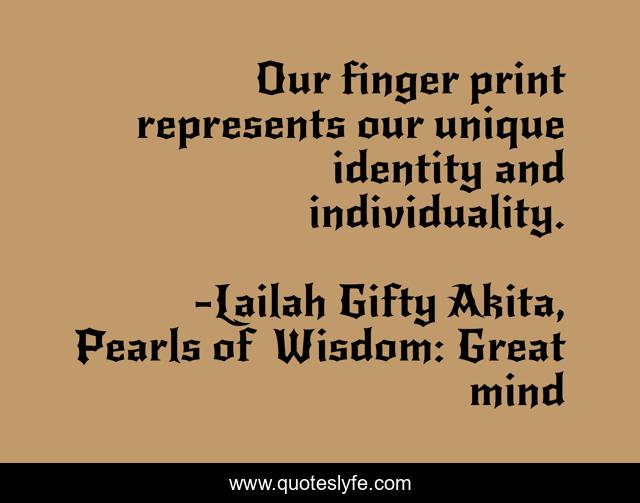 Our finger print represents our unique identity and individuality.