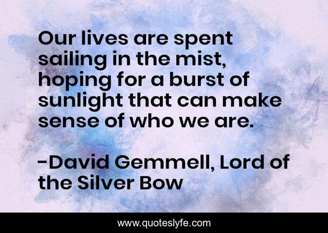 Our lives are spent sailing in the mist, hoping for a burst of sunlight that can make sense of who we are.