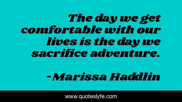 The day we get comfortable with our lives is the day we sacrifice adventure.