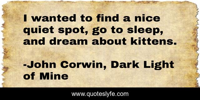 I wanted to find a nice quiet spot, go to sleep, and dream about kittens.