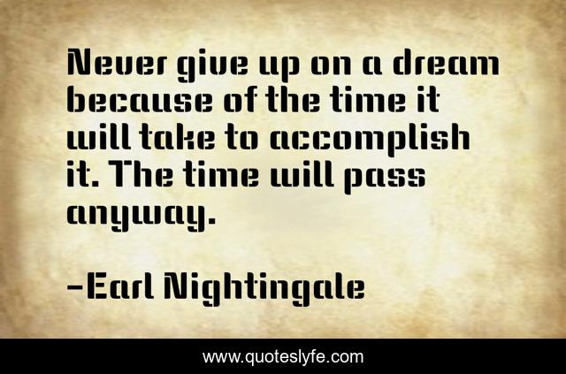 Never give up on a dream because of the time it will take to accomplish it. The time will pass anyway.