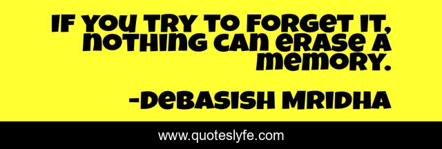 If you try to forget it, nothing can erase a memory.