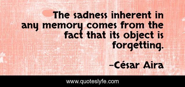 The sadness inherent in any memory comes from the fact that its object is forgetting.