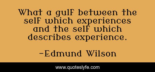 What a gulf between the self which experiences and the self which describes experience.