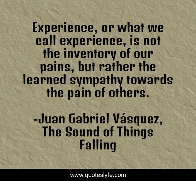 Experience, or what we call experience, is not the inventory of our pains, but rather the learned sympathy towards the pain of others.