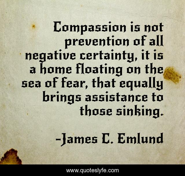 Compassion is not prevention of all negative certainty, it is a home floating on the sea of fear, that equally brings assistance to those sinking.