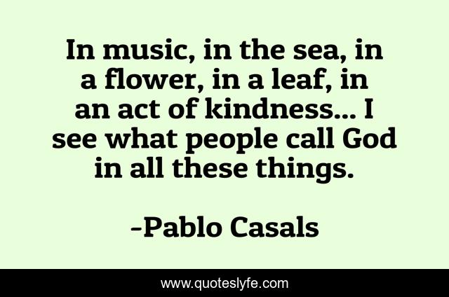 In music, in the sea, in a flower, in a leaf, in an act of kindness... I see what people call God in all these things.