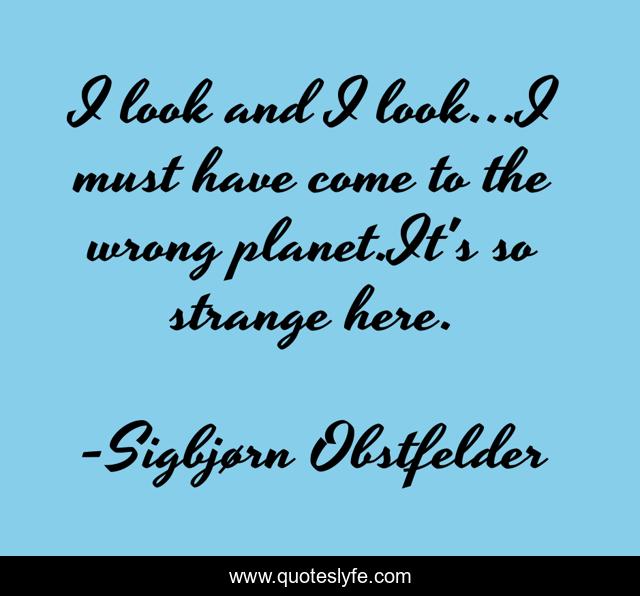 I look and I look...I must have come to the wrong planet.It's so strange here.