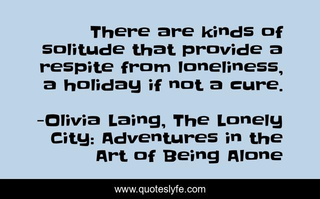 There are kinds of solitude that provide a respite from loneliness, a holiday if not a cure.