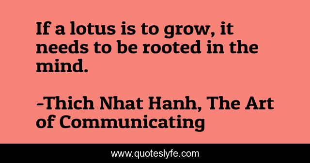 If a lotus is to grow, it needs to be rooted in the mind.