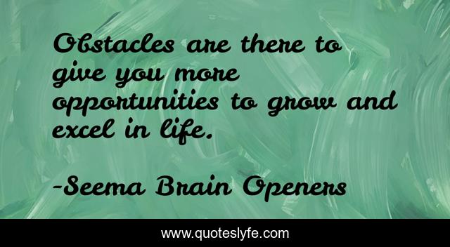 Obstacles are there to give you more opportunities to grow and excel in life.