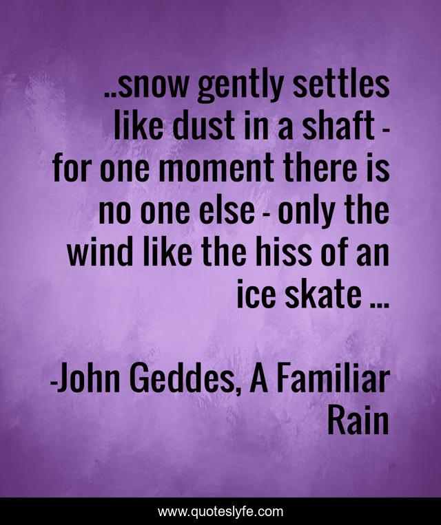 ..snow gently settles like dust in a shaft - for one moment there is no one else - only the wind like the hiss of an ice skate ...