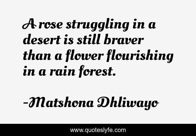 A rose struggling in a desert is still braver than a flower flourishing in a rain forest.