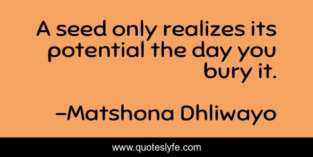 A seed only realizes its potential the day you bury it.