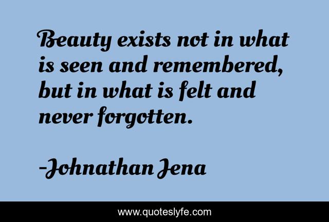 Beauty exists not in what is seen and remembered, but in what is felt and never forgotten.