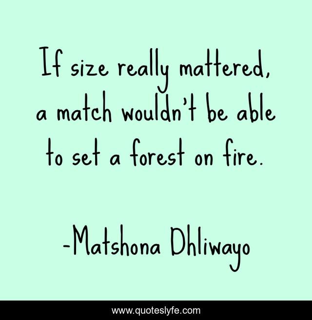 If size really mattered, a match wouldn’t be able to set a forest on fire.