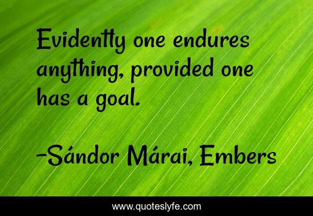 Evidently one endures anything, provided one has a goal.