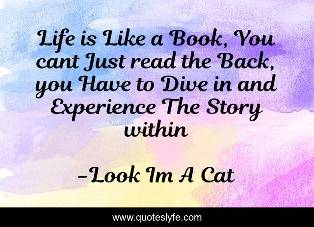Life is Like a Book, You cant Just read the Back, you Have to Dive in and Experience The Story within
