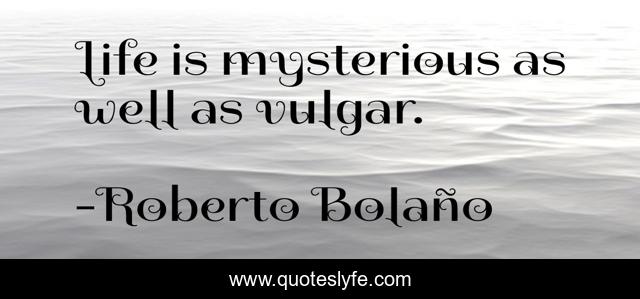 Life is mysterious as well as vulgar.