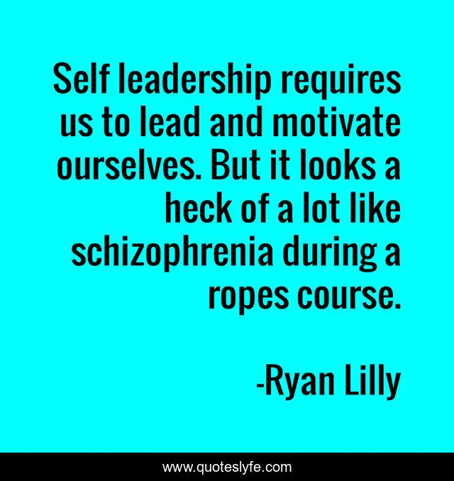 Self leadership requires us to lead and motivate ourselves. But it looks a heck of a lot like schizophrenia during a ropes course.