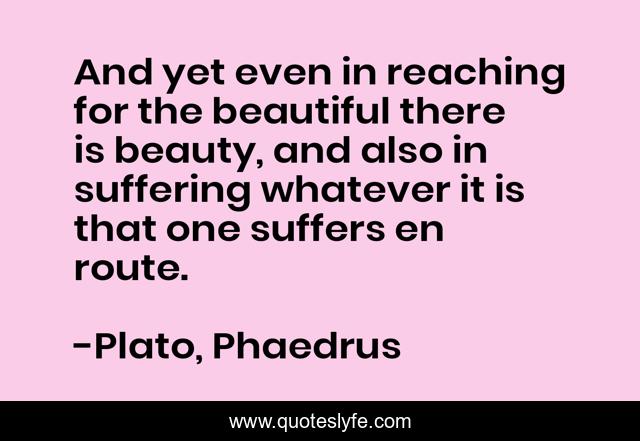 And yet even in reaching for the beautiful there is beauty, and also in suffering whatever it is that one suffers en route.