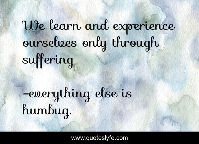 We learn and experience ourselves only through suffering