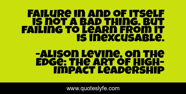 Failure in and of itself is not a bad thing. But failing to learn from it is inexcusable.