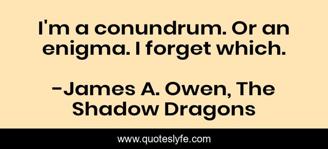 I'm a conundrum. Or an enigma. I forget which.