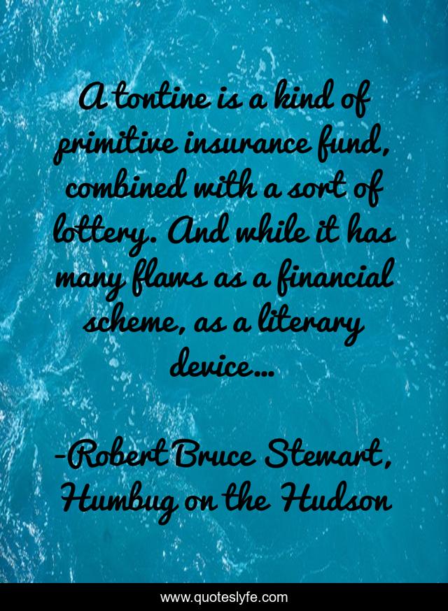 A tontine is a kind of primitive insurance fund, combined with a sort of lottery. And while it has many flaws as a financial scheme, as a literary device…