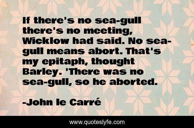 If there's no sea-gull there's no meeting, Wicklow had said. No sea-gull means abort. That's my epitaph, thought Barley. 'There was no sea-gull, so he aborted.