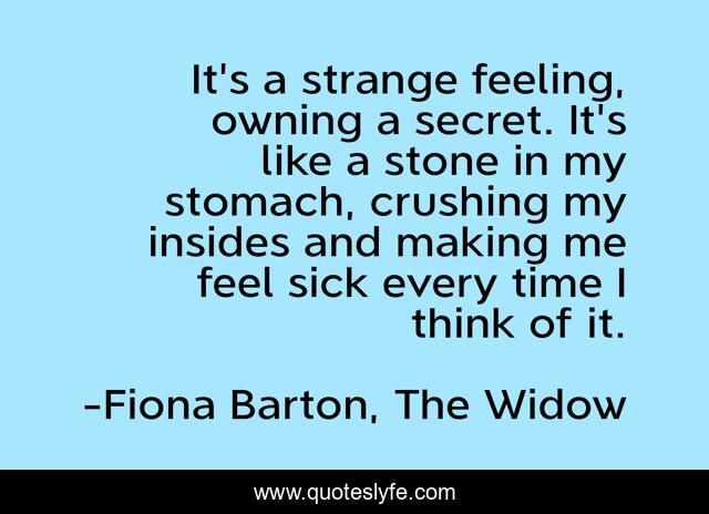 It's a strange feeling, owning a secret. It's like a stone in my stomach, crushing my insides and making me feel sick every time I think of it.