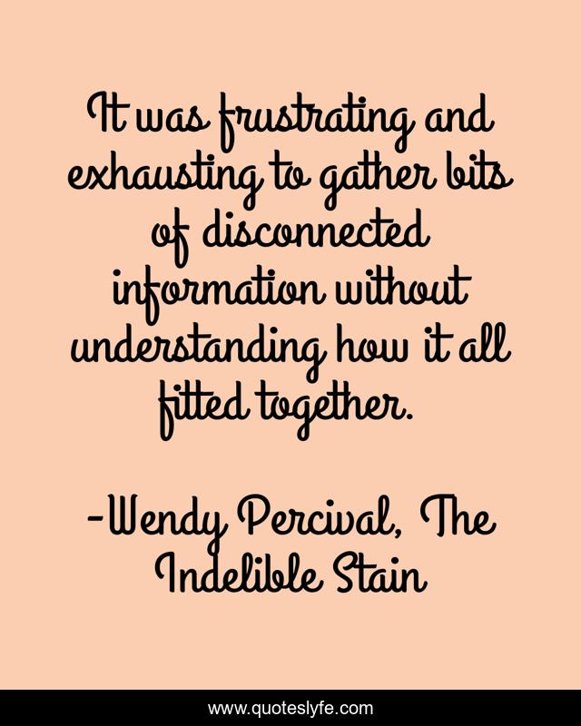 It was frustrating and exhausting to gather bits of disconnected information without understanding how it all fitted together.
