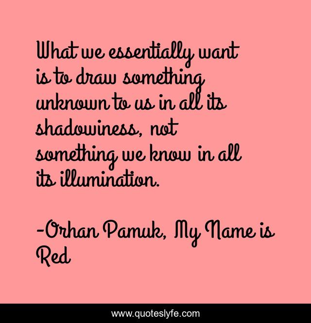 What we essentially want is to draw something unknown to us in all its shadowiness, not something we know in all its illumination.
