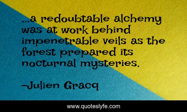 ...a redoubtable alchemy was at work behind impenetrable veils as the forest prepared its nocturnal mysteries.