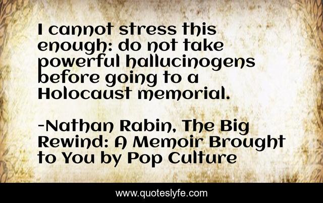 I cannot stress this enough: do not take powerful hallucinogens before going to a Holocaust memorial.