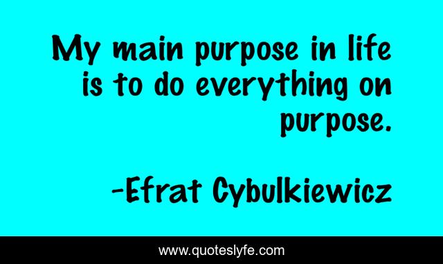 My main purpose in life is to do everything on purpose.