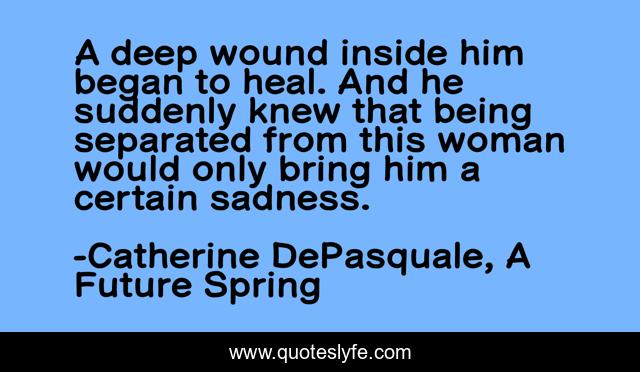 A deep wound inside him began to heal. And he suddenly knew that being separated from this woman would only bring him a certain sadness.