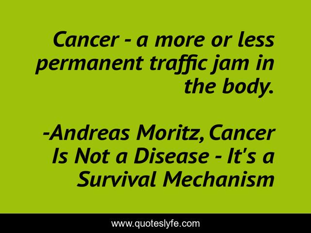 Cancer - a more or less permanent traffic jam in the body.