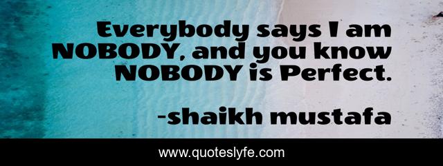 Everybody says I am NOBODY, and you know NOBODY is Perfect.