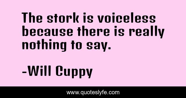 The stork is voiceless because there is really nothing to say.