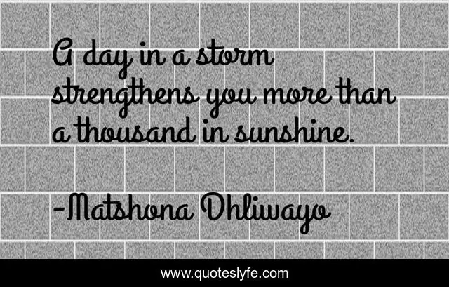 A day in a storm strengthens you more than a thousand in sunshine.