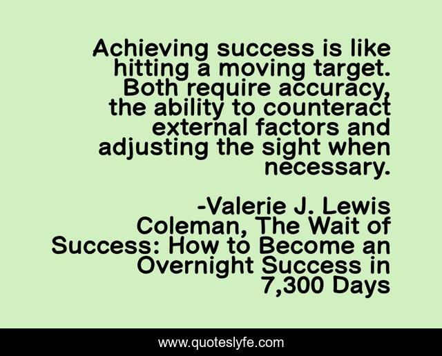 Achieving success is like hitting a moving target. Both require accuracy, the ability to counteract external factors and adjusting the sight when necessary.