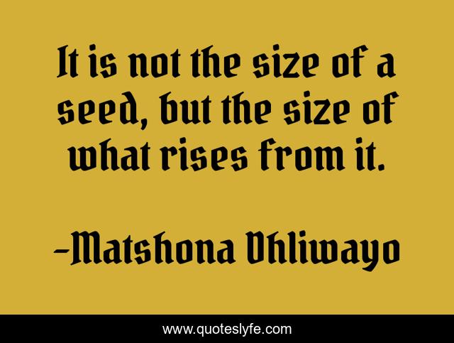 It is not the size of a seed, but the size of what rises from it.